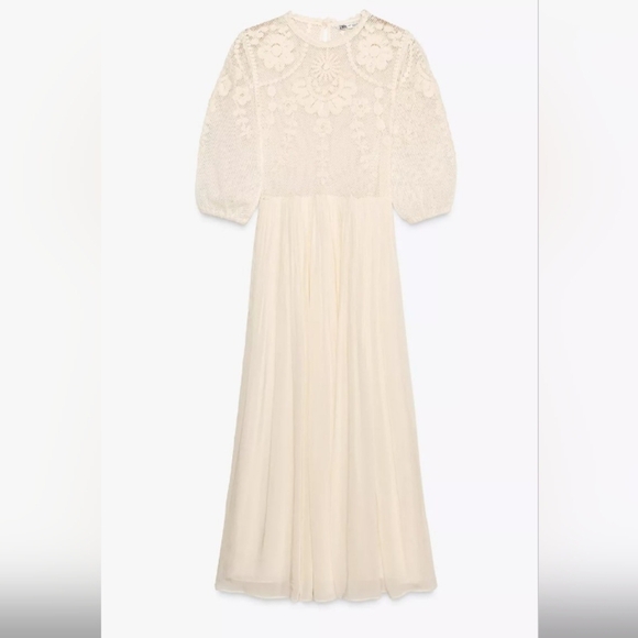Zara ZW Collection Embroidered Dress - Picture 4 of 6